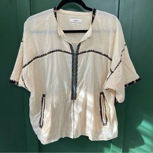 Isabel Marant Cream Blouse with Black and Pink Accents